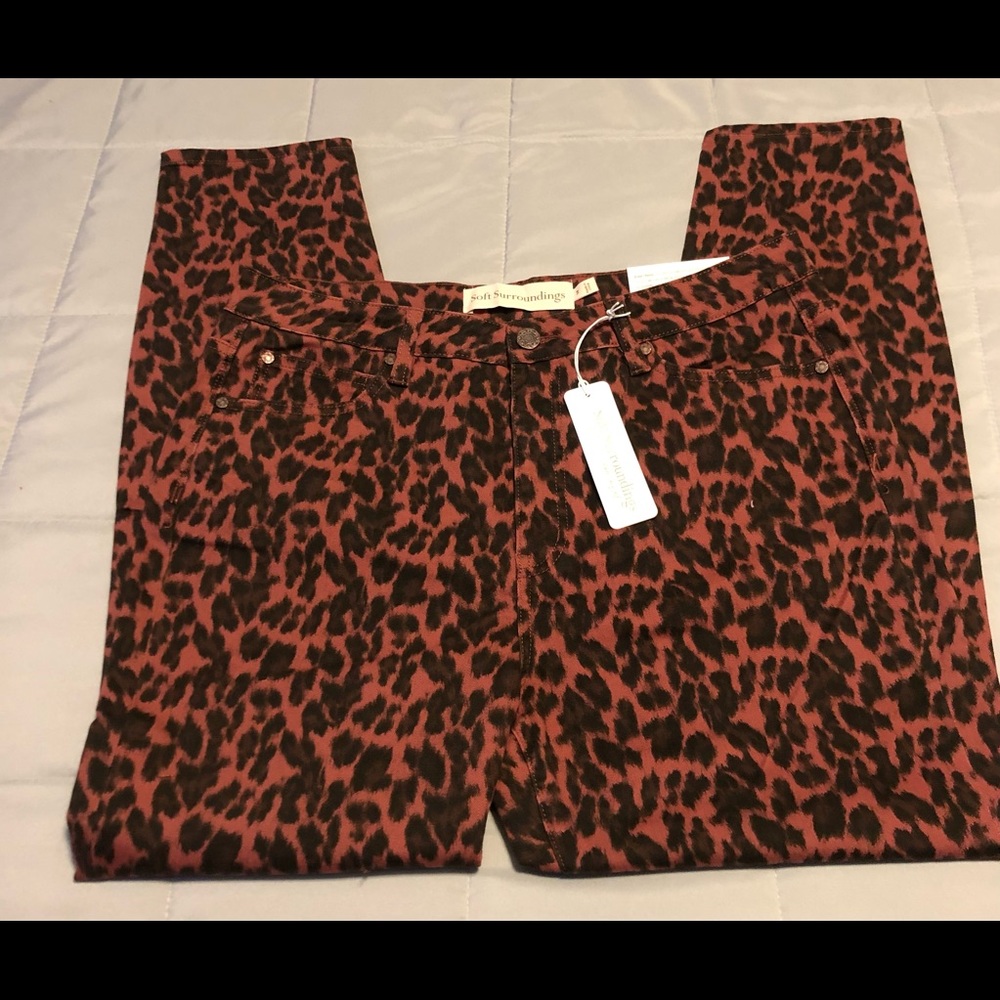 Soft Surroundings NWT The Ultimate High Rise Skinny Ankle Jean in Leopard Sz 14